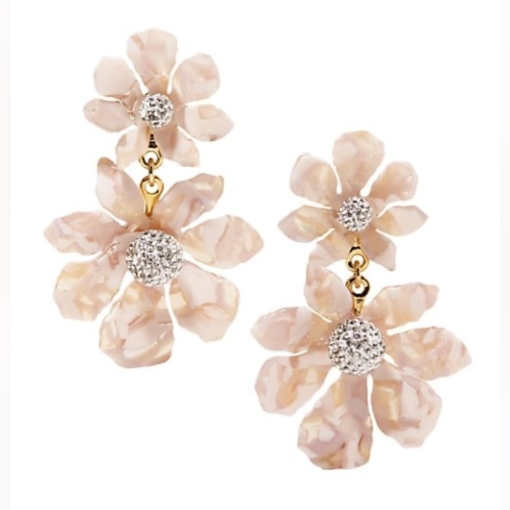 NWOT lele sadoughi crystal floral drop earrings